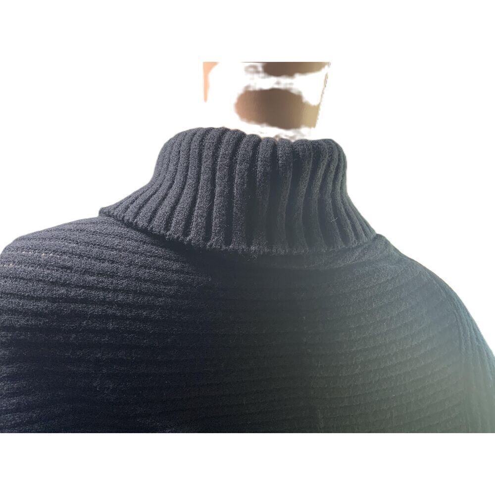 Channelle Arianna Black Knitted Fringe Trim Button Poncho Size One Size - Picture 6 of 13